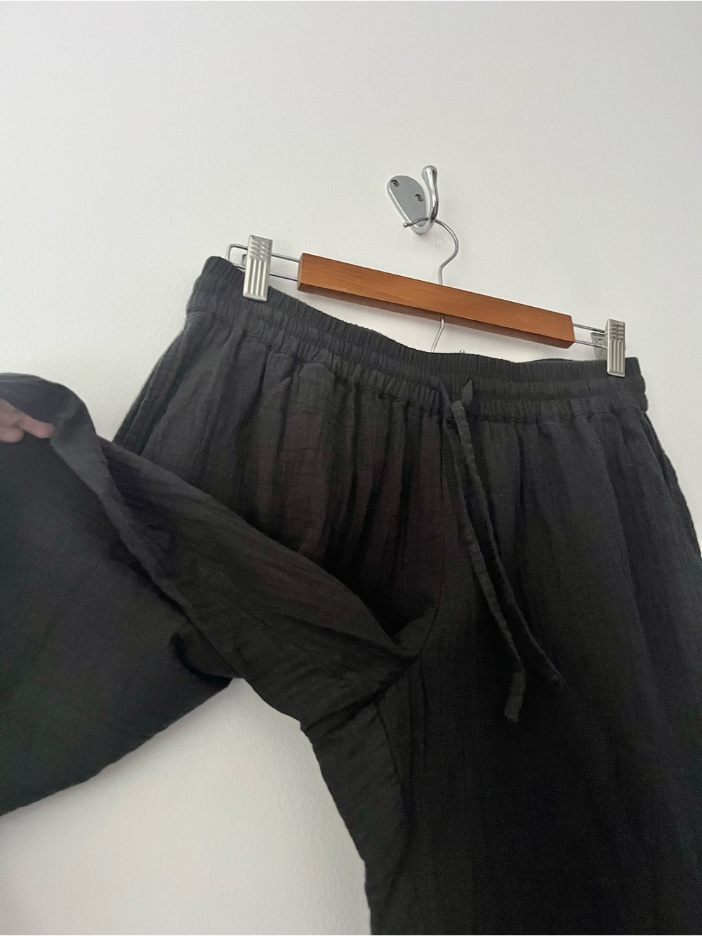 Pact Double Gauze Tapered Pull On Pants 100% Organic Cotton Black Medium - Picture 4 of 11